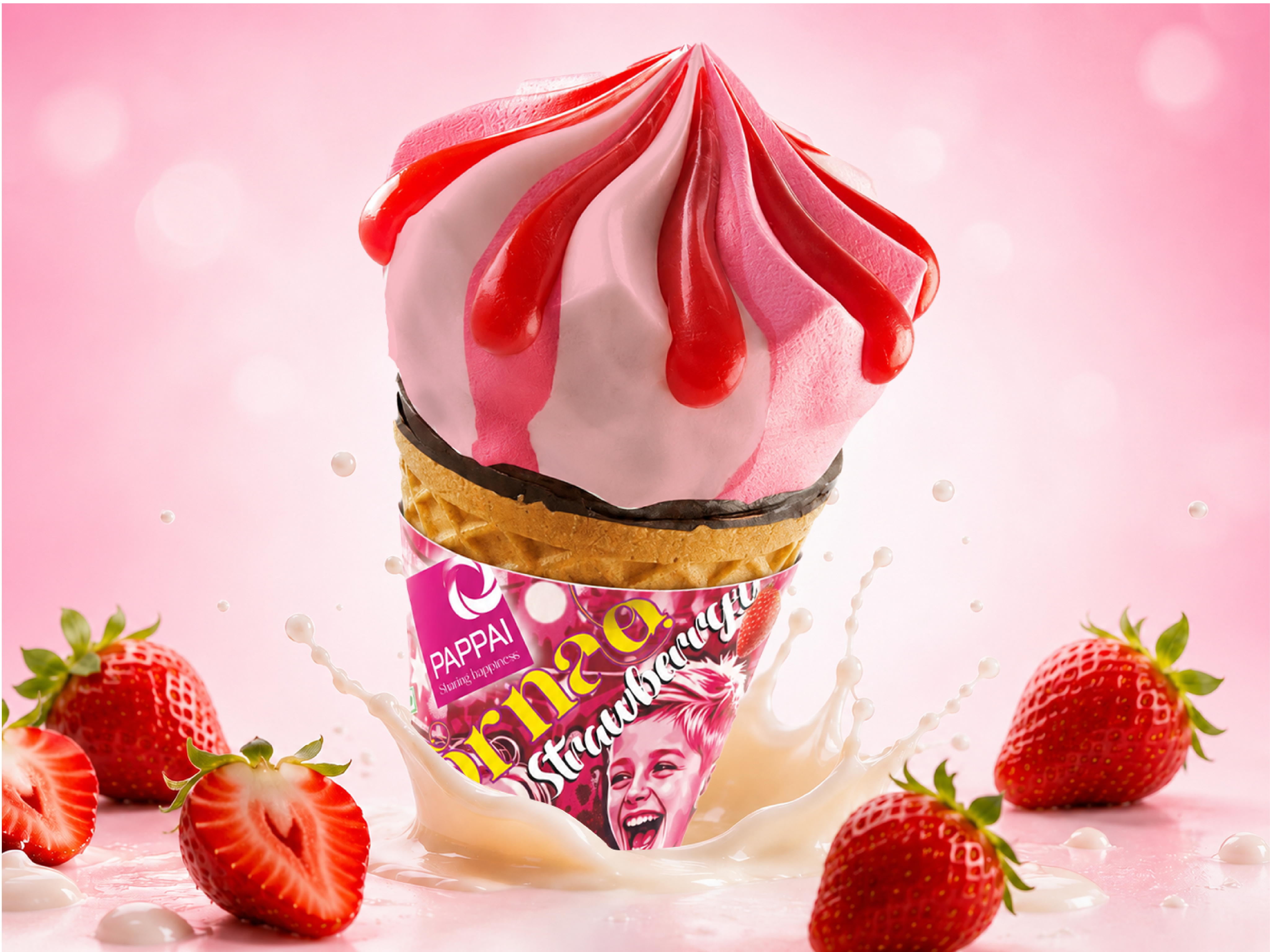 Pappai Strawberry Tornado Cone